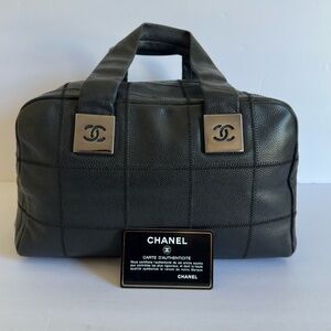 Chanel || Bowling leather brown bowling hand bag